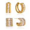 Wholesale Women's Geometric Stainless Steel Electroplated Rhinestone Zircon Cring Earrings