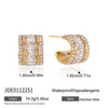 Wholesale Women's Geometric Stainless Steel Electroplated Rhinestone Zircon Cring Earrings