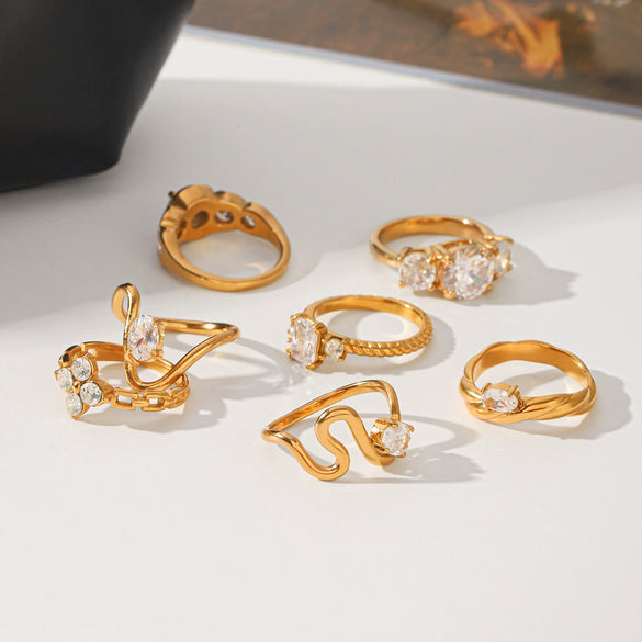 Wholesale Women's Geometric Stainless Steel Electroplated Ring Jewelry Accessories
