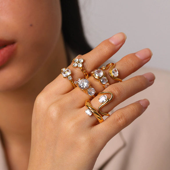 Wholesale Women's Geometric Stainless Steel Electroplated Ring Jewelry Accessories