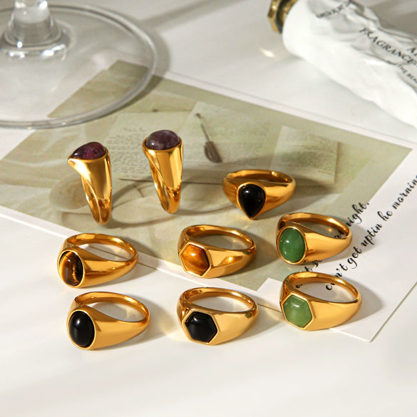 Wholesale Women's Geometric Stainless Steel Electroplated Ring Retro Jewelry