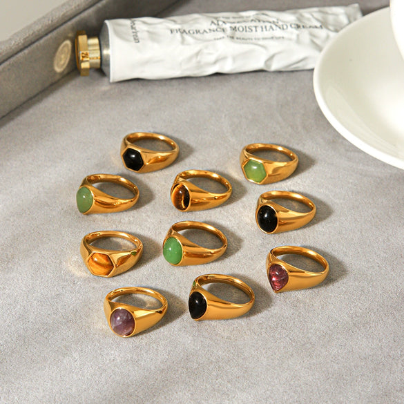 Wholesale Women's Geometric Stainless Steel Electroplated Ring Retro Jewelry