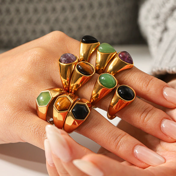 Wholesale Women's Geometric Stainless Steel Electroplated Ring Retro Jewelry