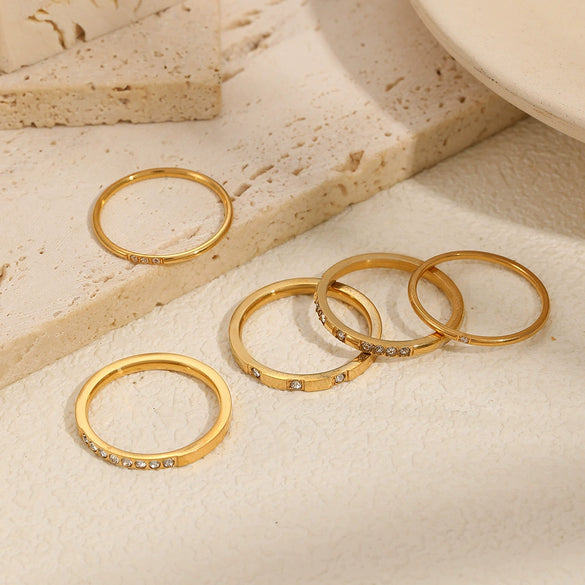 Wholesale Women's Geometric Stainless Steel Electroplated Ring