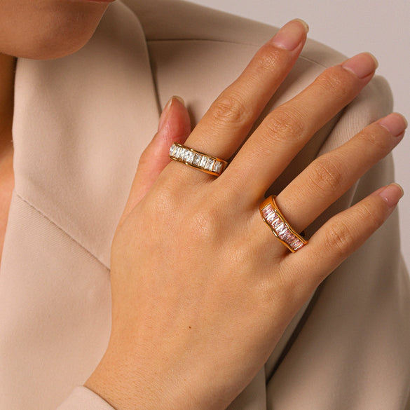 Wholesale Women's Geometric Stainless Steel Electroplated Rings Ins Style Accessories