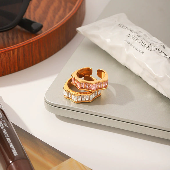 Wholesale Women's Geometric Stainless Steel Electroplated Rings Ins Style Accessories