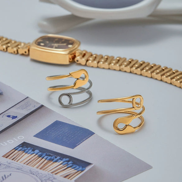 Wholesale Women's Geometric Stainless Steel Electroplated Rings Jewelry