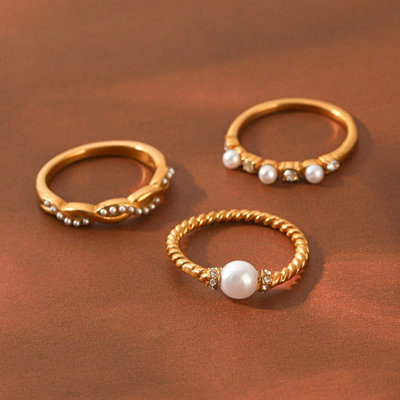 Wholesale Women's Geometric Stainless Steel Electroplated Rings Light Luxury Highend Jewelry Accessories