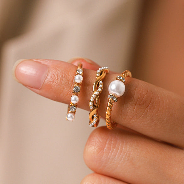 Wholesale Women's Geometric Stainless Steel Electroplated Rings Light Luxury Highend Jewelry Accessories