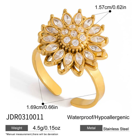 Wholesale Women's Geometric Stainless Steel Electroplated Rotatable Ring