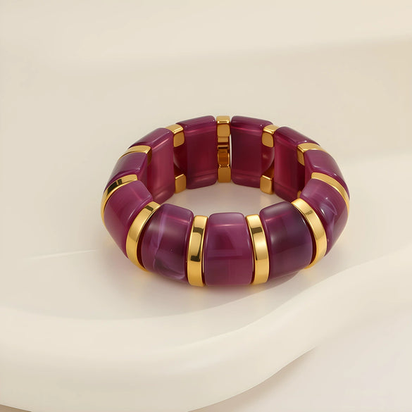 Wholesale Women's Geometric Stainless Steel Electroplated Smudged Irregular Retro Elastic Rope Bracelet Highend Jewelry