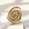 Wholesale Women's Geometric Stainless Steel Electroplated Spiral Interface Open Ring Light Luxury Hand Jewelry
