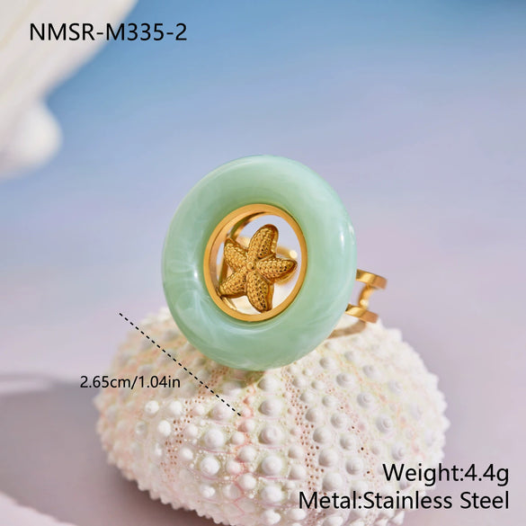 Wholesale Women's Geometric Stainless Steel Electroplated Starfish Ring