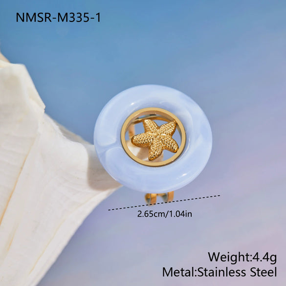 Wholesale Women's Geometric Stainless Steel Electroplated Starfish Ring