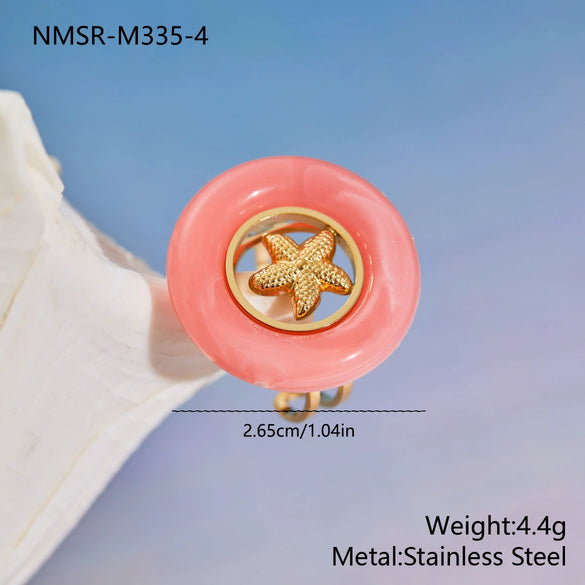 Wholesale Women's Geometric Stainless Steel Electroplated Starfish Ring