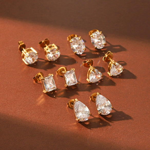 Wholesale Women's Geometric Stainless Steel Electroplated Stud Earrings