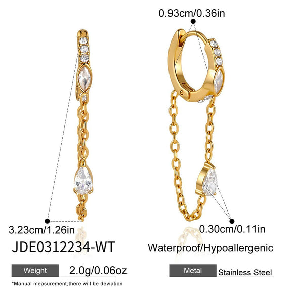 Wholesale Women's Geometric Stainless Steel Electroplated Tassel Ear Clips Earrings