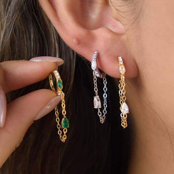 Wholesale Women's Geometric Stainless Steel Electroplated Tassel Ear Clips Earrings