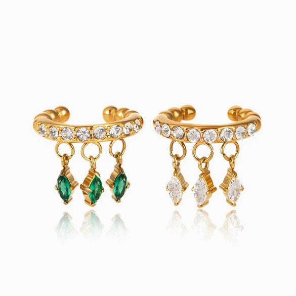 Wholesale Women's Geometric Stainless Steel Electroplated Tassel Ear Clips Earrings