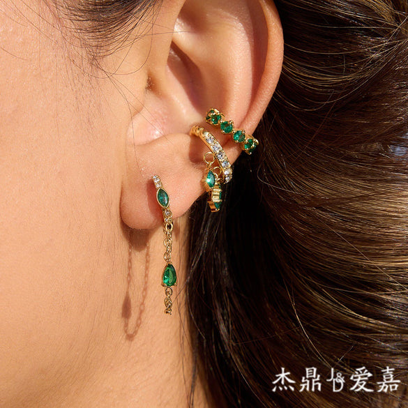 Wholesale Women's Geometric Stainless Steel Electroplated Tassel Ear Clips Earrings