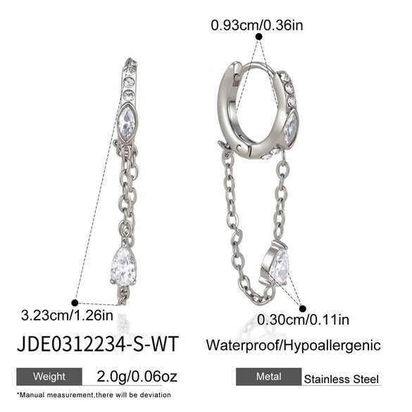 Wholesale Women's Geometric Stainless Steel Electroplated Tassel Ear Clips Earrings