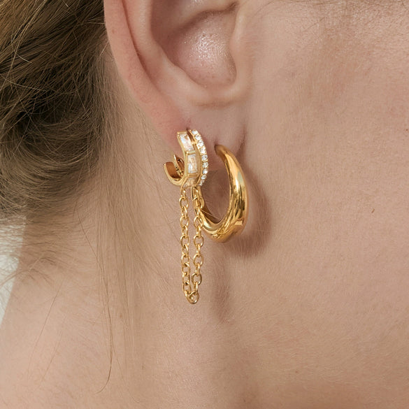 Wholesale Women's Geometric Stainless Steel Electroplated Tassel Earrings