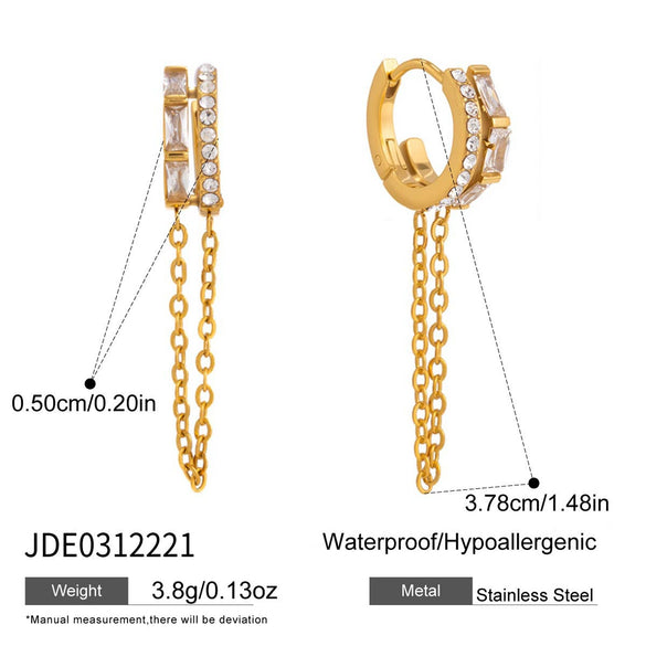 Wholesale Women's Geometric Stainless Steel Electroplated Tassel Earrings