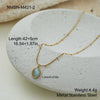 Wholesale Women's Geometric Stainless Steel Electroplated Water Drop Cat's Eye Stone Pendant Necklace