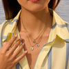 Wholesale Women's Geometric Stainless Steel Electroplated Water Drop Cat's Eye Stone Pendant Necklace