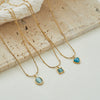 Wholesale Women's Geometric Stainless Steel Electroplated Water Drop Cat's Eye Stone Pendant Necklace