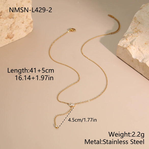 Wholesale Women's Geometric Stainless Steel Electroplated Yshaped Diamondencrusted Necklace With Starry Tassel