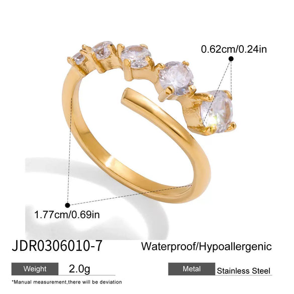 Wholesale Women's Geometric Stainless Steel Electroplated Zircon Ring Trendy Hand Jewelry