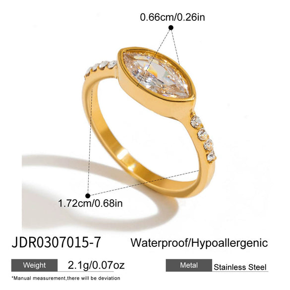 Wholesale Women's Geometric Stainless Steel Electroplated Zircon Ring Trendy Hand Jewelry