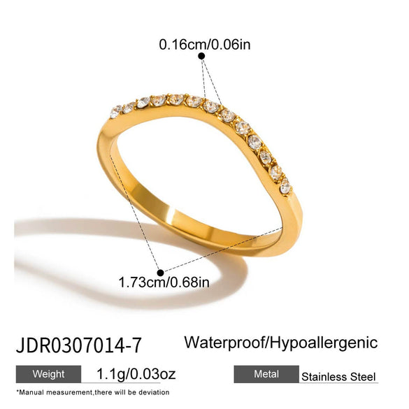 Wholesale Women's Geometric Stainless Steel Electroplated Zircon Ring Trendy Hand Jewelry