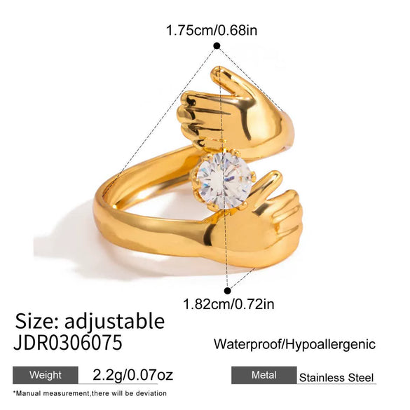Wholesale Women's Geometric Stainless Steel Electroplated Zircon Ring Trendy Hand Jewelry