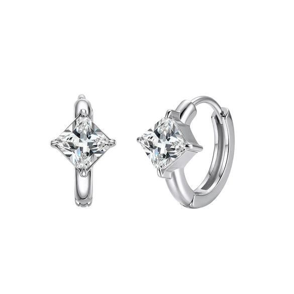 Wholesale Women's Geometric Stainless Steel Electroplated Zirconinlaid Earrings Hoops Fashion Ear Accessories