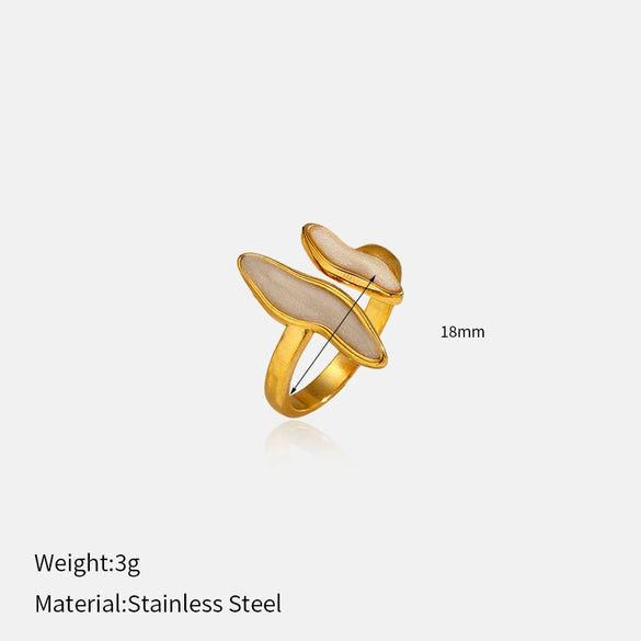 Wholesale Women's Geometric Stainless Steel Enamel Open Ring With Polished Electroplating