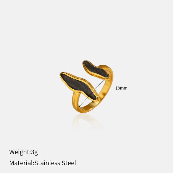 Wholesale Women's Geometric Stainless Steel Enamel Open Ring With Polished Electroplating