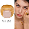 Wholesale Women's Geometric Stainless Steel Ferris Wheel Maillard Tiger Eye Stone Ring With 18K Real Gold Electroplating Medieval Precision Jewelry