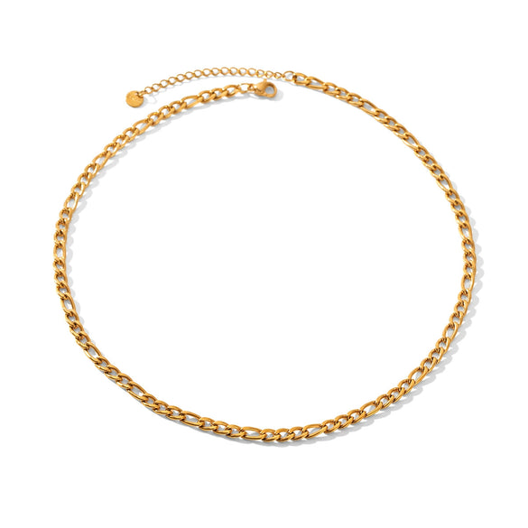 Wholesale Women's Geometric Stainless Steel Figaro Chain Necklace And Bracelet With Electroplating Light Luxury Style
