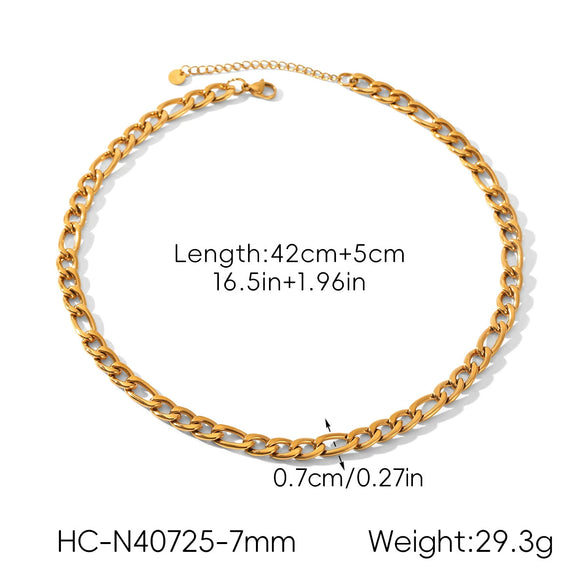 Wholesale Women's Geometric Stainless Steel Figaro Chain Necklace And Bracelet With Electroplating Light Luxury Style