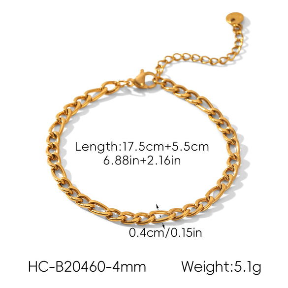 Wholesale Women's Geometric Stainless Steel Figaro Chain Necklace And Bracelet With Electroplating Light Luxury Style
