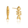 Wholesale Women's Geometric Stainless Steel Fish Earrings With Vacuum Real Gold Plating