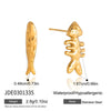 Wholesale Women's Geometric Stainless Steel Fish Earrings With Vacuum Real Gold Plating