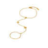 Wholesale Women's Geometric Stainless Steel Flower Ring Bracelet 18K Gold Plated Hand Jewelry
