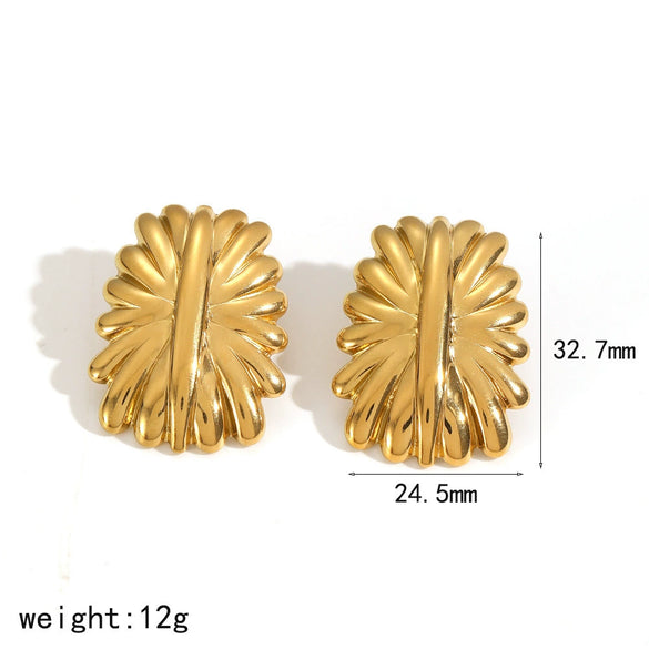 Wholesale Women's Geometric Stainless Steel Flowershaped Earrings With Pvd Furnace Vacuum Real Gold Plating