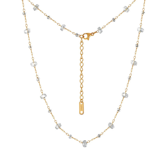 Wholesale Women's Geometric Stainless Steel Freshwater Pearl Electroplated Calendering Chain Bracelet And Necklace Jewelry