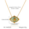 Wholesale Women's Geometric Stainless Steel Glued Shell Pendant Necklace With O Word Chain