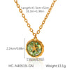 Wholesale Women's Geometric Stainless Steel Glued Shell Pendant Necklace With O Word Chain