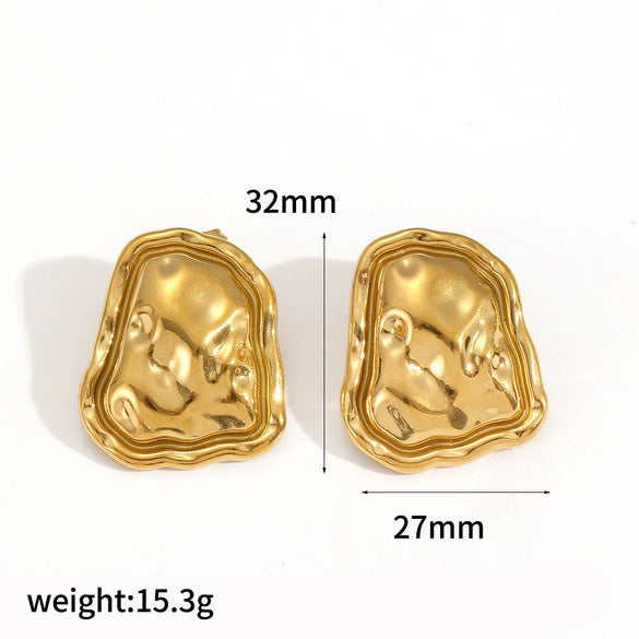 Wholesale Women's Geometric Stainless Steel Gold Electroplated Earrings Feminine And Fashionable